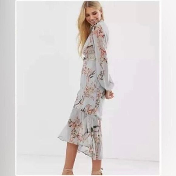 Hope & Ivy, Women's Midi Dress with Lace Trim -Grey Base Bird. Size: 6 (US). NWT - Picture 9 of 9